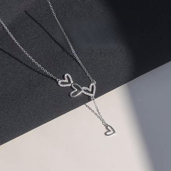 Sterling silver diamond heart necklace - Picture 5 of 7